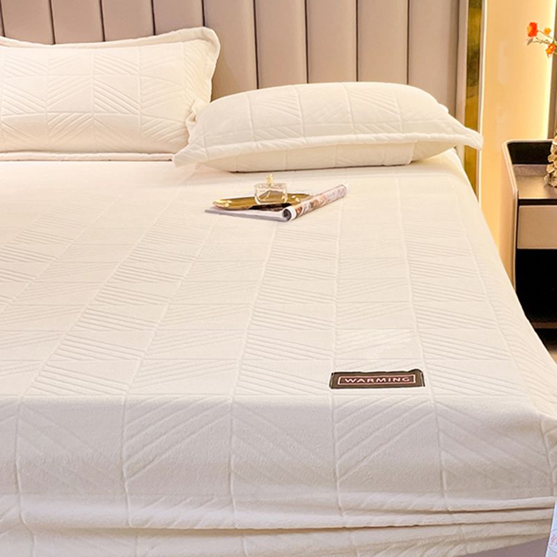 Flannel Bed Sheet Set Solid Color Winter Fitted Sheet for Bedroom