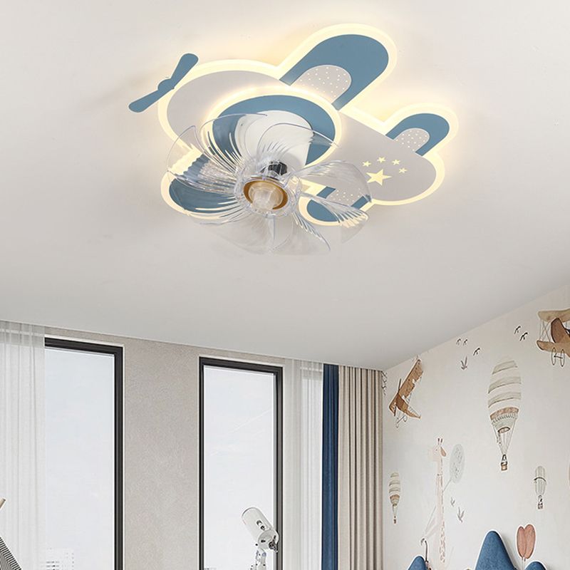 7-Blade Children Ceiling Fan LED Fan with Light for Dining Room