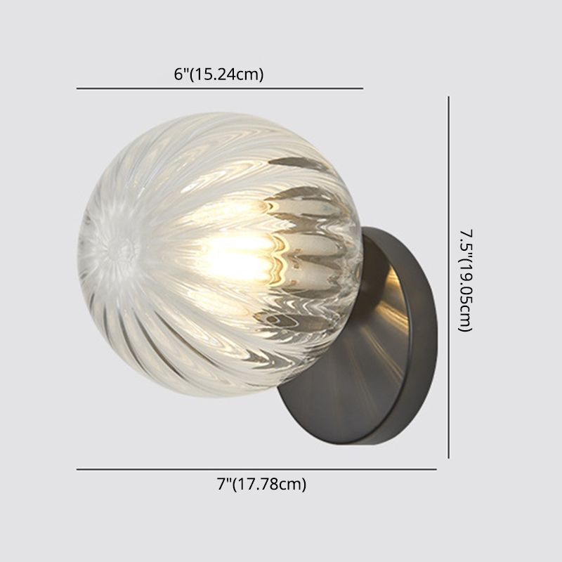 Modern Simplicity Wall Sconce 1 Light Metal Wall Lamp with Glass Ball Shade