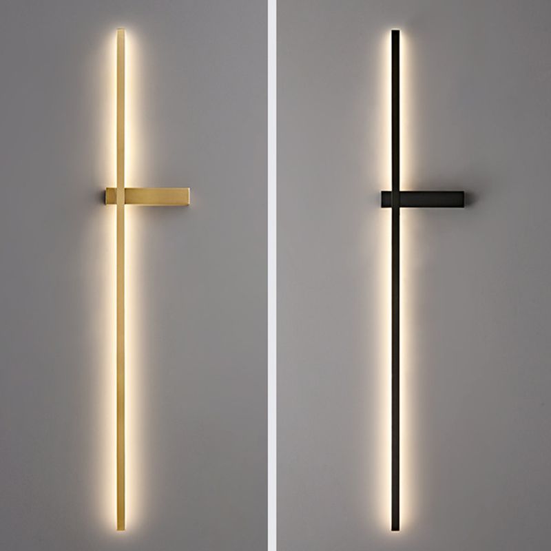 Brass Straight Wall Light Nordic Style 1 Light LED Wall Sconce for Living Room