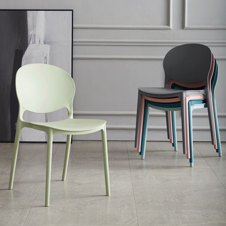 Scandinavian Armless Dining Chairs Plastic Indoor Stackable Open Back Side Chair