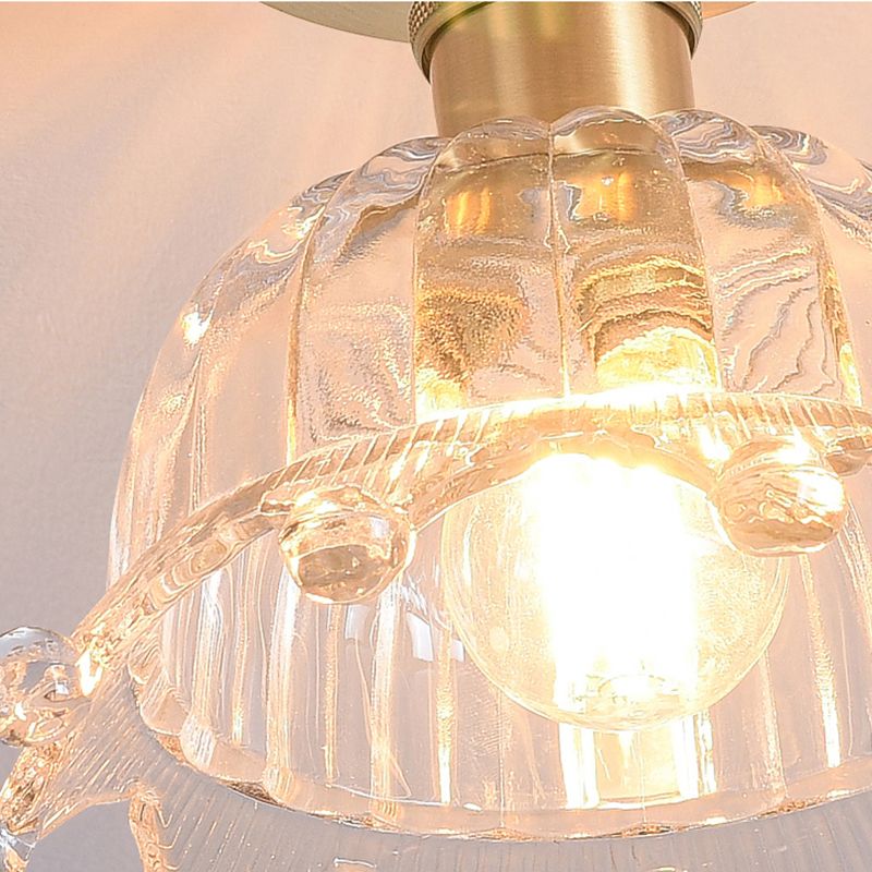 Shaded Glass Semi Flush Mount Light Fixture Nordic Style Brass Semi Flush Light Fixture