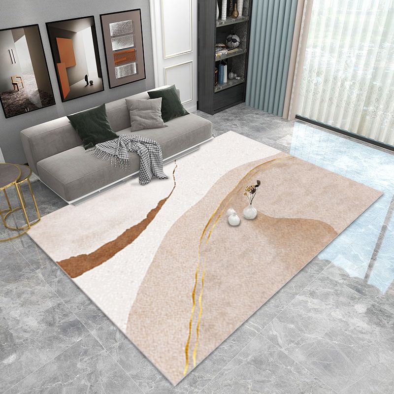 Grey Modern Carpet Polyester Graphic Carpet Stain Resistant Carpet for Living Room