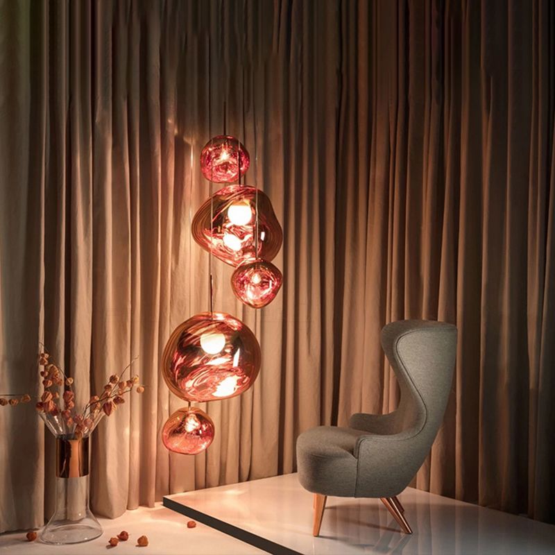 1-Ligth Mouth-Blown Glass Pendant Lighting Fixtures Minimalism Ceiling Pendant for Living Room