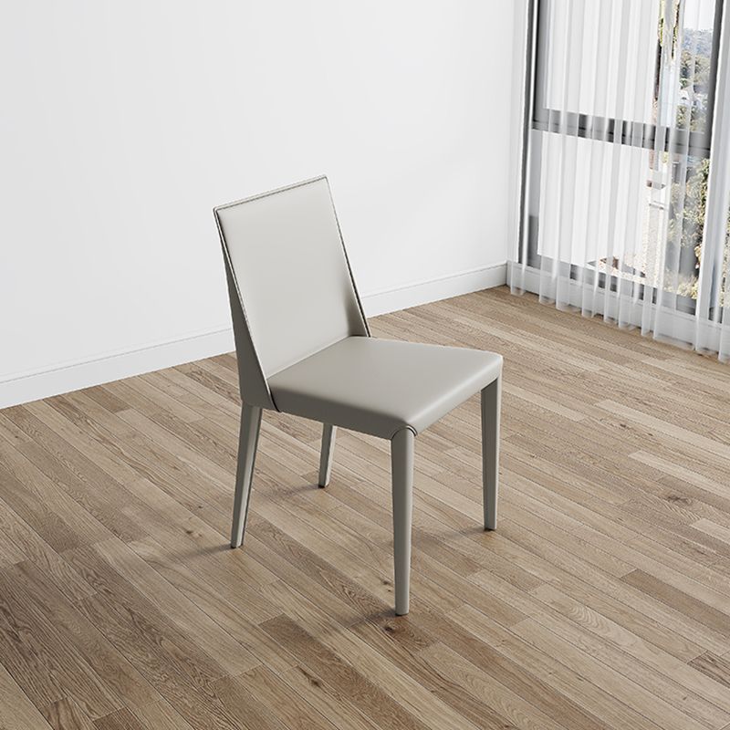 Contemporary Low Back Dining Chairs Faux Leather Armless Side Chair