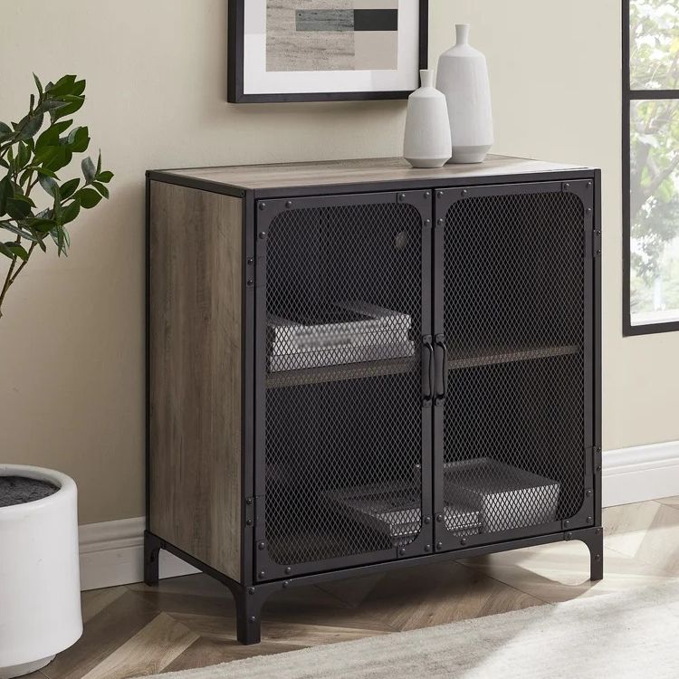 Pine Wood Kitchen Sideboard Cabinet Modern Server Cabinet with Storage