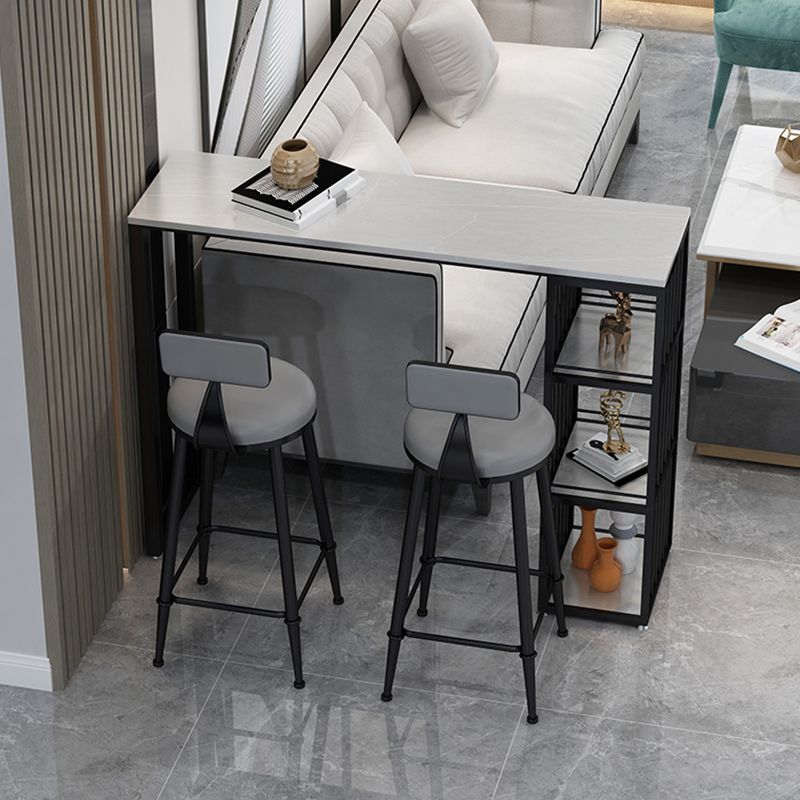 Low Back Dining Stools Round Armless Bar Stools with Metal Base