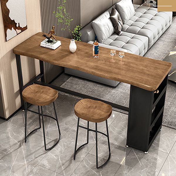 Contemporary Rectangular Bar Table Set 1/2/3 Pcs Solid Wood Bar Table and Stools