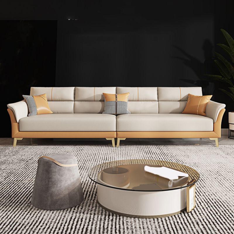 Faux Leather Stain Resistant Watertight Flared Arm Modern Sofa Couch