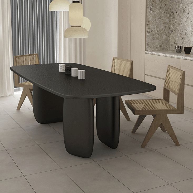Solid Wood Rectangle Dining Table Modern Contemporary Kitchen Wood Table with 3 Legs