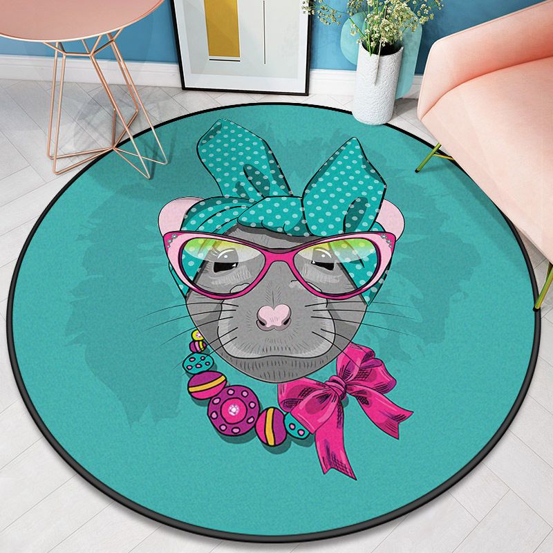 Individuality Animals Pattern Rug Multicolored Stylish Round Rug Washable Carpet for Home Decor