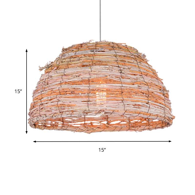 Beige Dome Shade plafond Light Light Rustic Bine Single Pendant Light for Restaurant