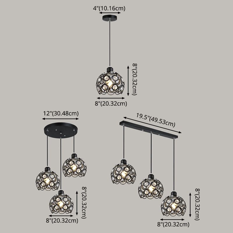 Nordic Style Pendant Lamp Global Suspension Lighting with Crystal Shade