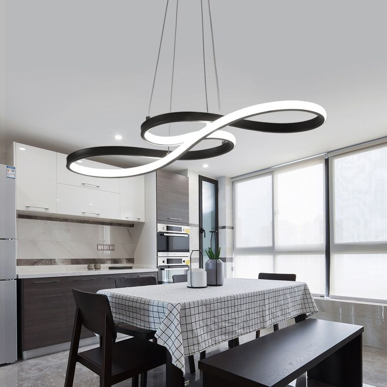Modern Minimalist Indoor LED Pendant Light Aluminium Linear Hanging Lamp with Acrylic Shade