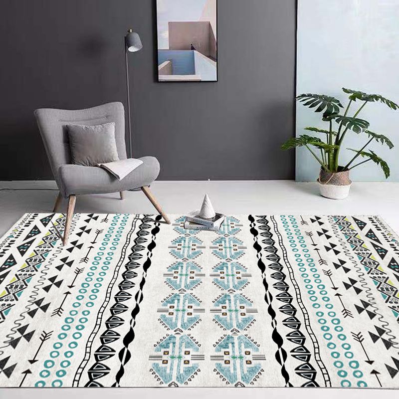 Bohemian Geometric Print Rug Polyester Indoor Carpet Non-Slip Backing Area Rug for Living Room