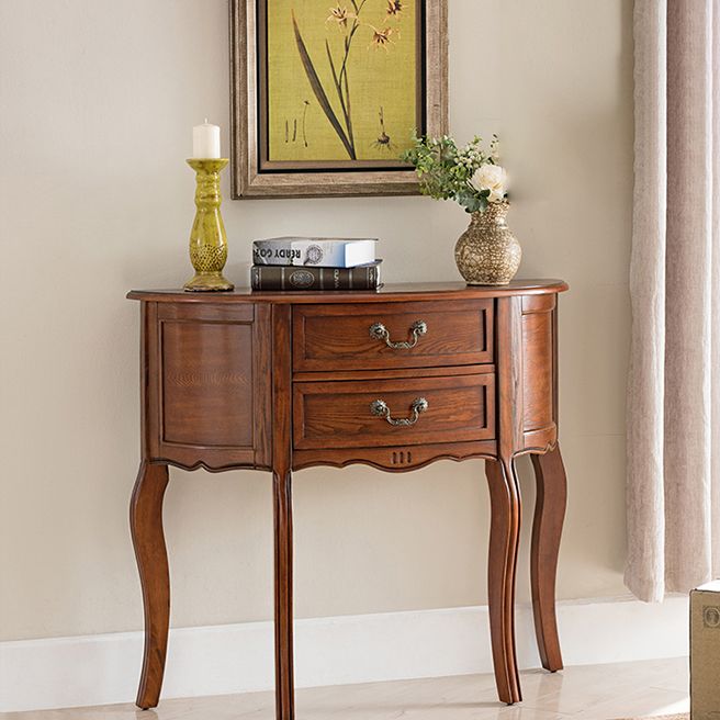 Mid-Century Modern Console Table 2-drawer Solid Wood Console Sofa Table