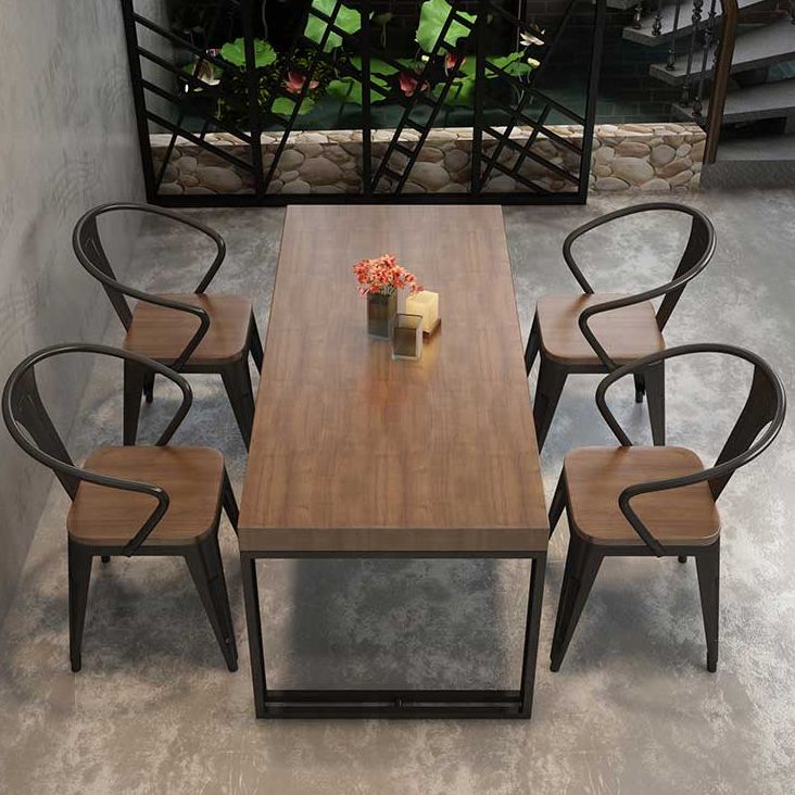Industrial Style Solid Wood Top Dining Room Set with 4 Legs Table Dining Table Furniture