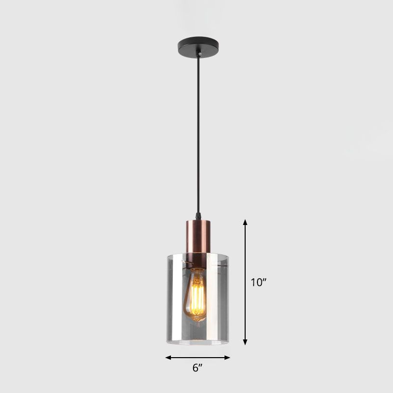 Rose Gold Bottle Shaped Pendant Postmodern Single Smoke Grey Glass Hanging Light Fixture