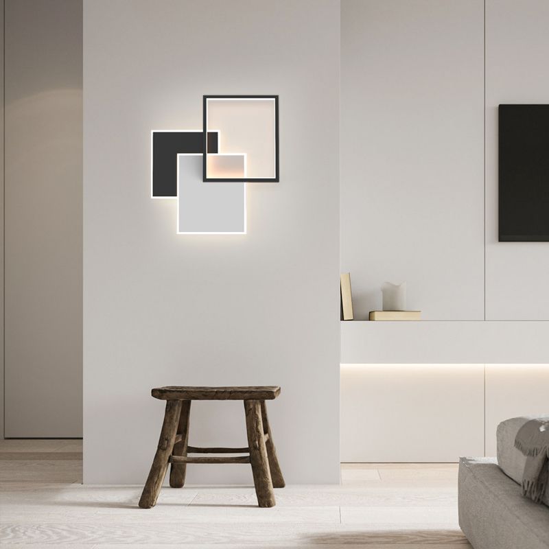 Black Contemporary Metal LED Wall Mounted Lighting 1-Light Wall Sconce for Bedroom