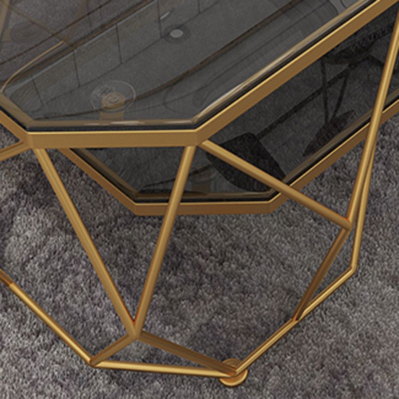 Modern Style Tempered Glass & Slate Bunching Table Metal Rectangular Coffee Table