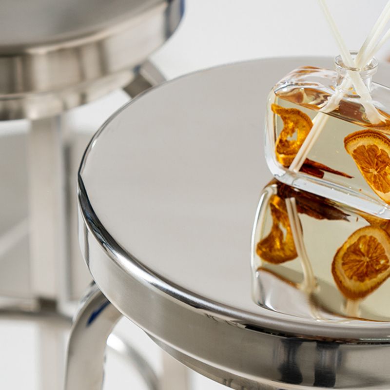 Glossy Stainless Steel Brushed Barstool Industrial Tall Stool with Round Seat