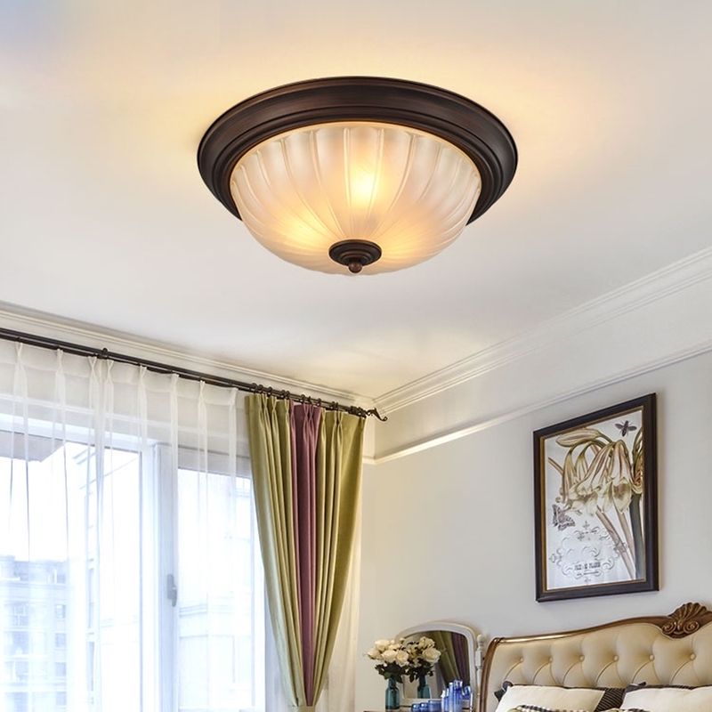 Bowl-Shaped Glass Flush Mount Ceiling Light Classic Bedroom Flush Mount Light Fixture