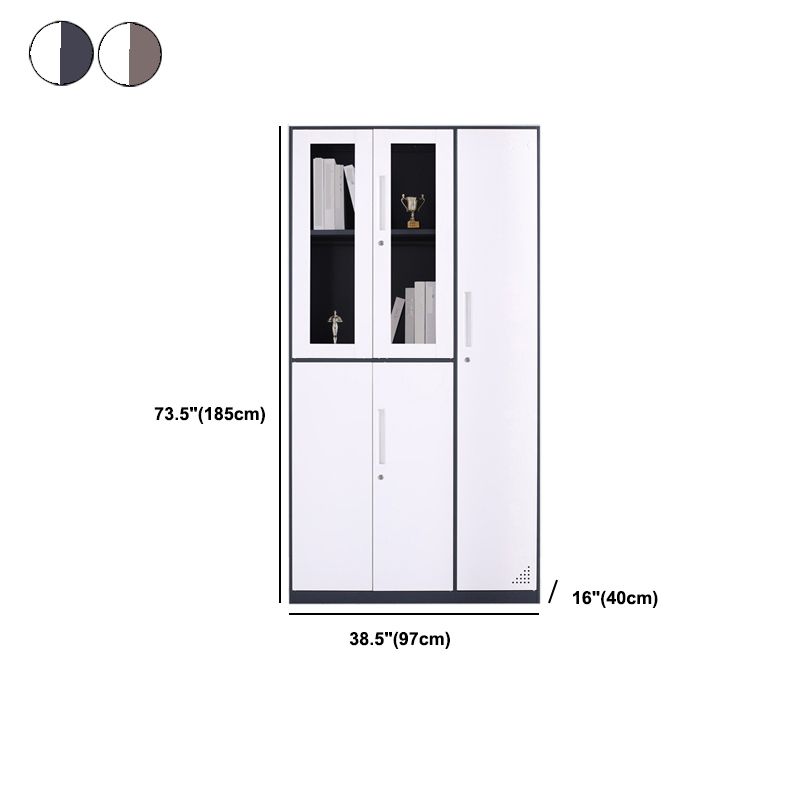 Modern Stainless Steel Bookcase Standard With Doors Shelf for Home Office