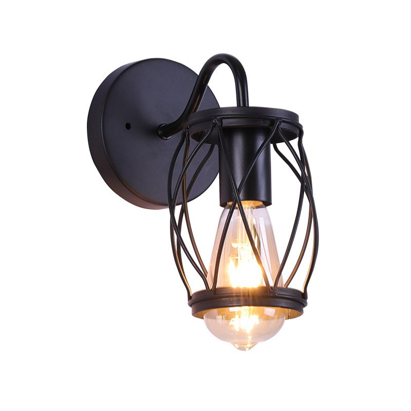Marco de tambor de cintura Lámpara de pared de restaurante Vintage 1 Luz de la pared negra de la pared de la pared del monte de la pared