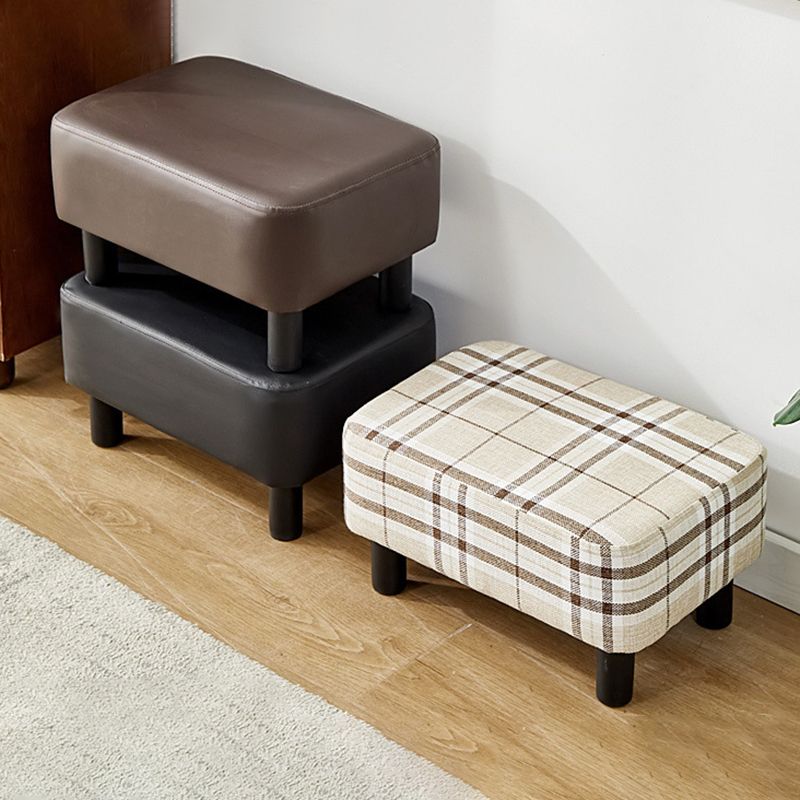 Contemporary Ottoman Faux Leather Upholstered Rectangle Ottoman