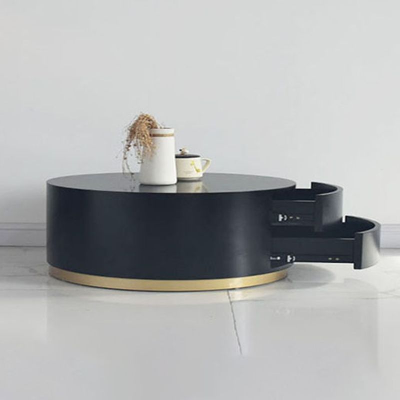 1 Single Round Coffee Table Drum Coffee Table in Black/Dark Grey