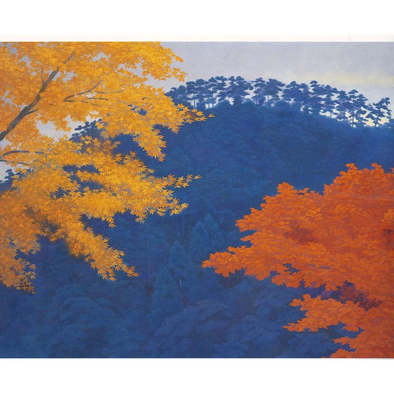 Extra Large Maple Trees Mural Wallpaper Modern Chilling Forest Wall Covering in Blue