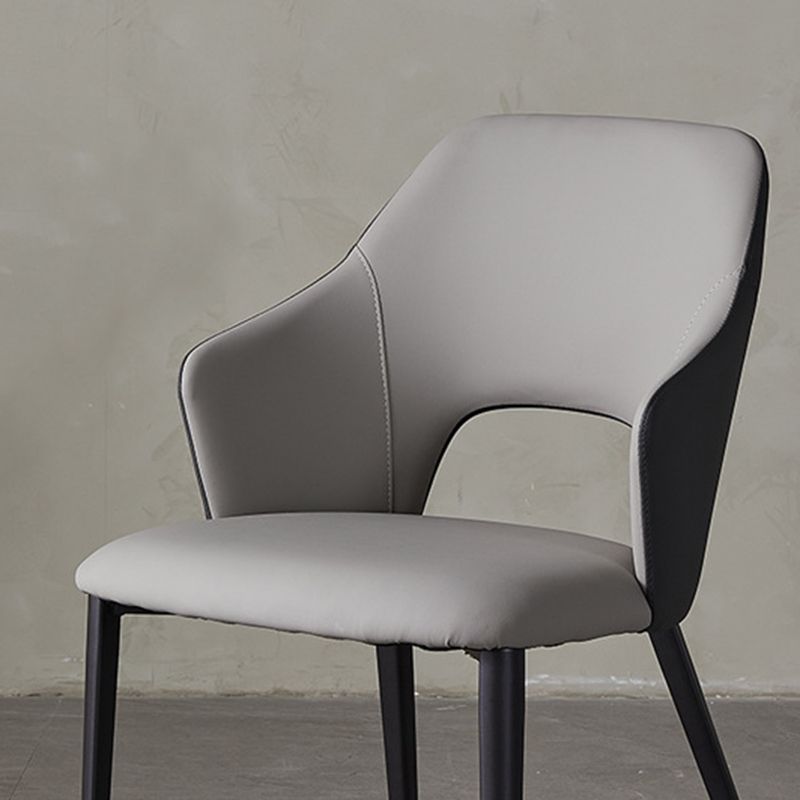 Contemporary Faux Leather Dining Chairs Black Legs Arm Chair
