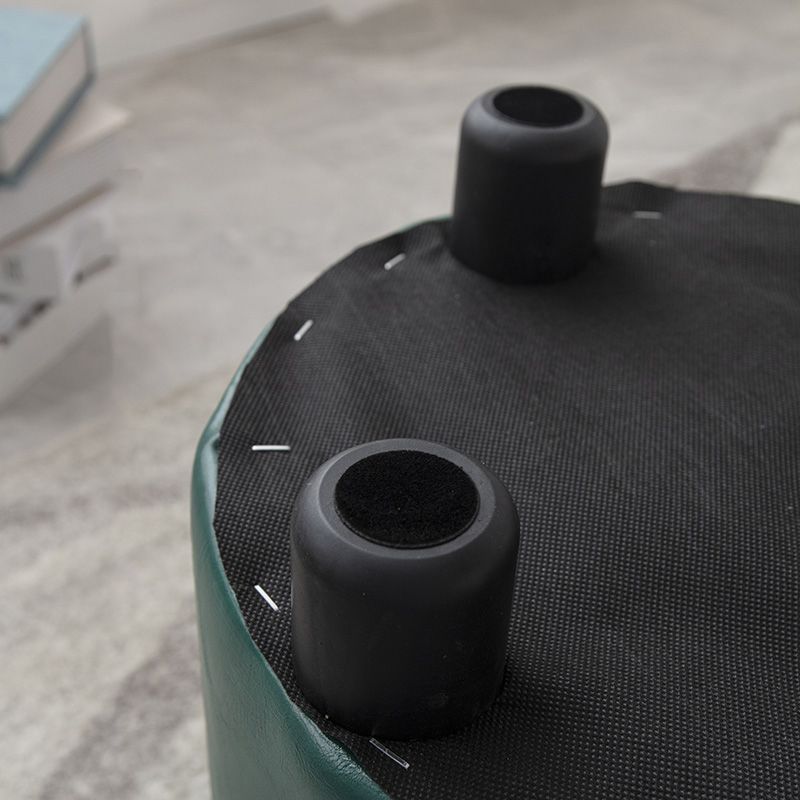 Modern Stain Resistant Ottoman Circle Shape Yellow Leather Cube