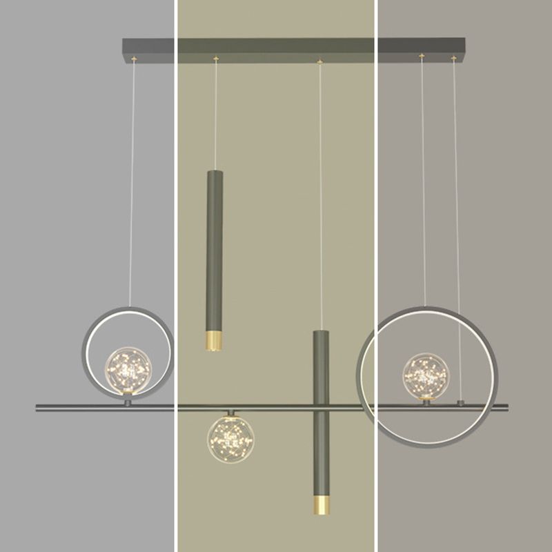 Luce a sospensione dell'isola a led nera nella moderna luce a sospensione lineare in alluminio in alluminio con ombra silicone