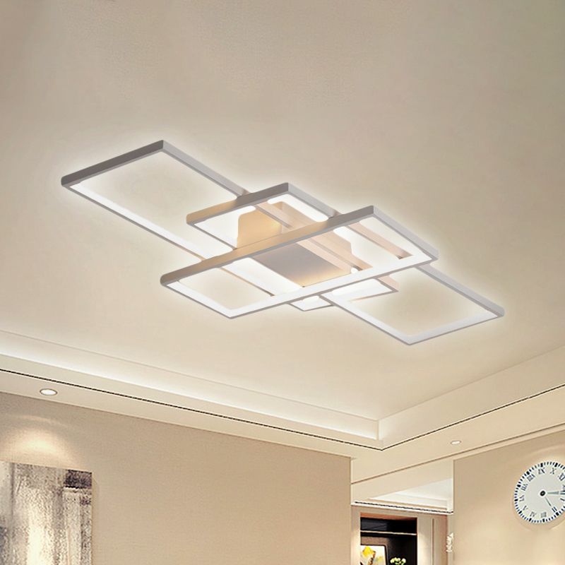 35.5"/43" Wide Black/White 3-Rectangle Ceiling Light Modern LED Acrylic Semi Flush Mount Light in Warm/White Light