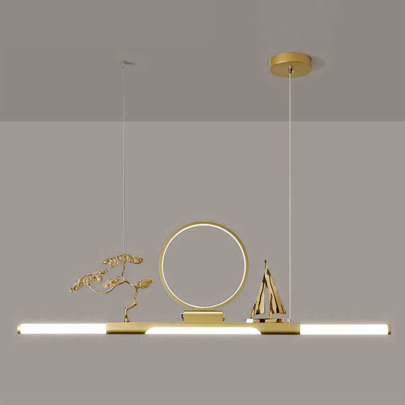 Modernas luces colgantes de la sala de té lineal de la isla de metal lámparas