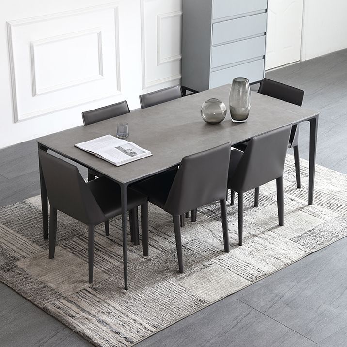 Mesa de comedor de piedra sinterizada de estilo industrial Mesa Base Metálica Mesa Rectángulo