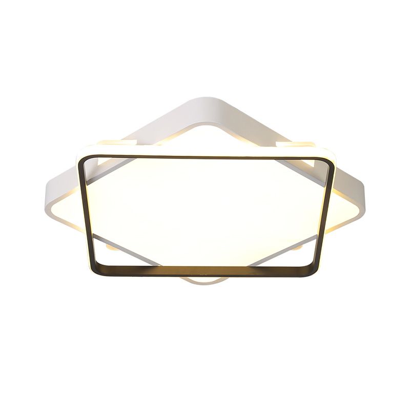 Square Metal Ceiling Light Fixture Modern Gold LED Flush Mount Lamp in Warm/White Light, 18"/23.5" Width