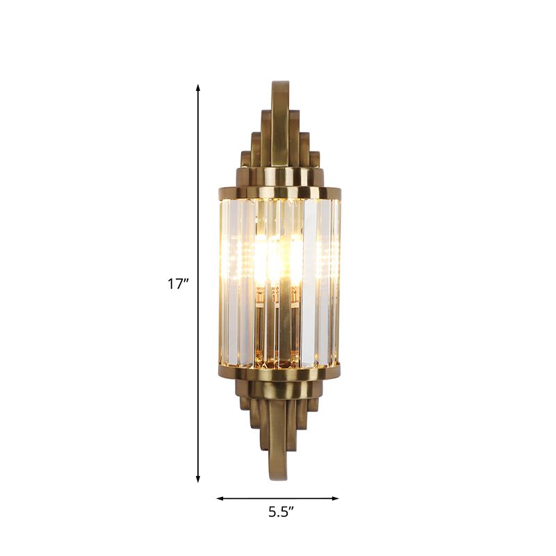 1 Cylindre Cylindre Light Light Contemporary Brass Crystal Wall Mount Moup de montage pour le salon