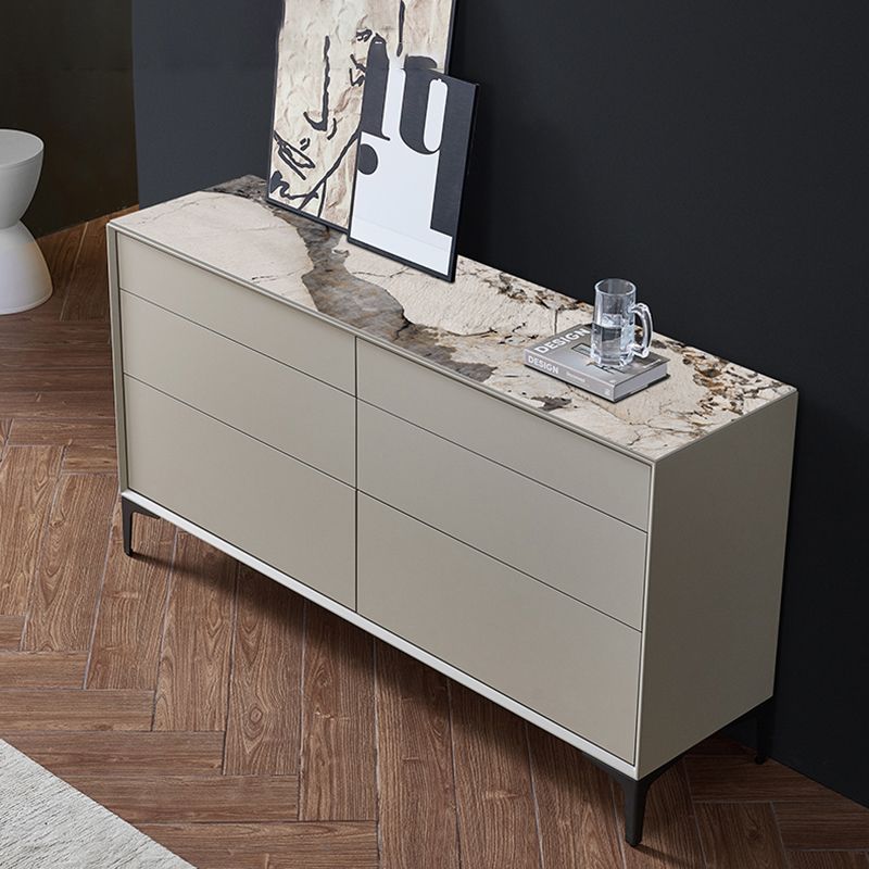 Contemporary Storage Chest Stone Dresser with 6 Drawers , 12.48/15.6 Inch W