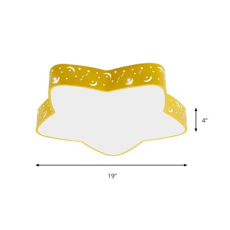 Luz de techo de color caramelo de estilo nórdico, luz de montaje empotrado de metal con estrella grabada para adolescentes