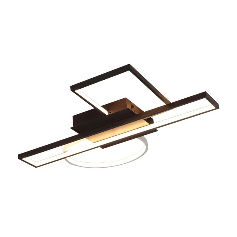 Rechthoek Flush Mount Modern Acryl 23.5 "/31.5" /39 " Wide LED Black Ceiling Mounted Fixture voor Slaapkamer