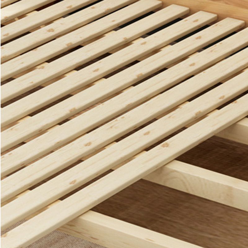 Scandinavian Pine Wood Panel Rectangular with Headboard Bed Frame