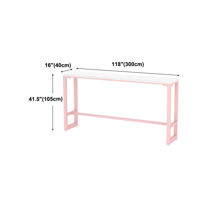 Cafe and Break-room Modern Pub/Bar Table Rectangle Footrest Pink Bar Height Pub Table