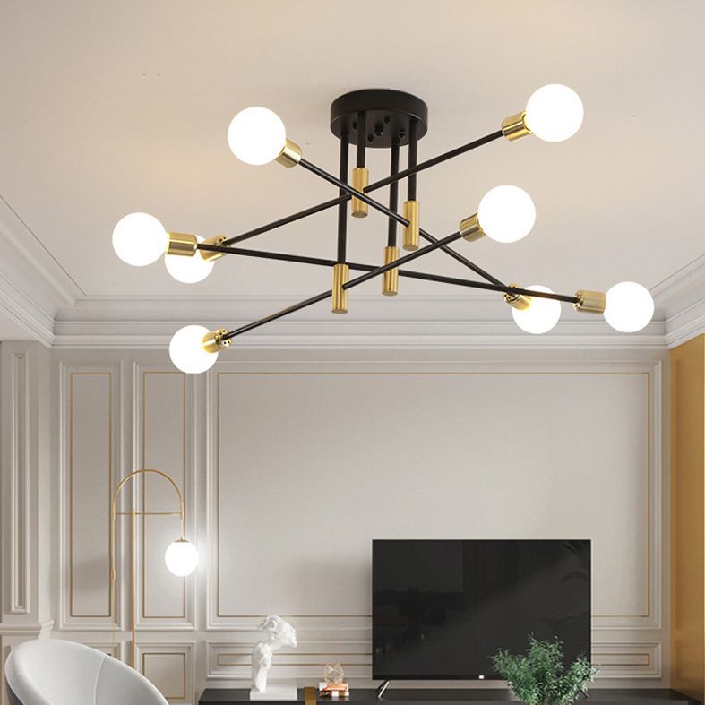 Luz de lámpara múltiple de luz múltiple en negro y dorado Luz de estelar de metal de estilo vintage de estilo vintage