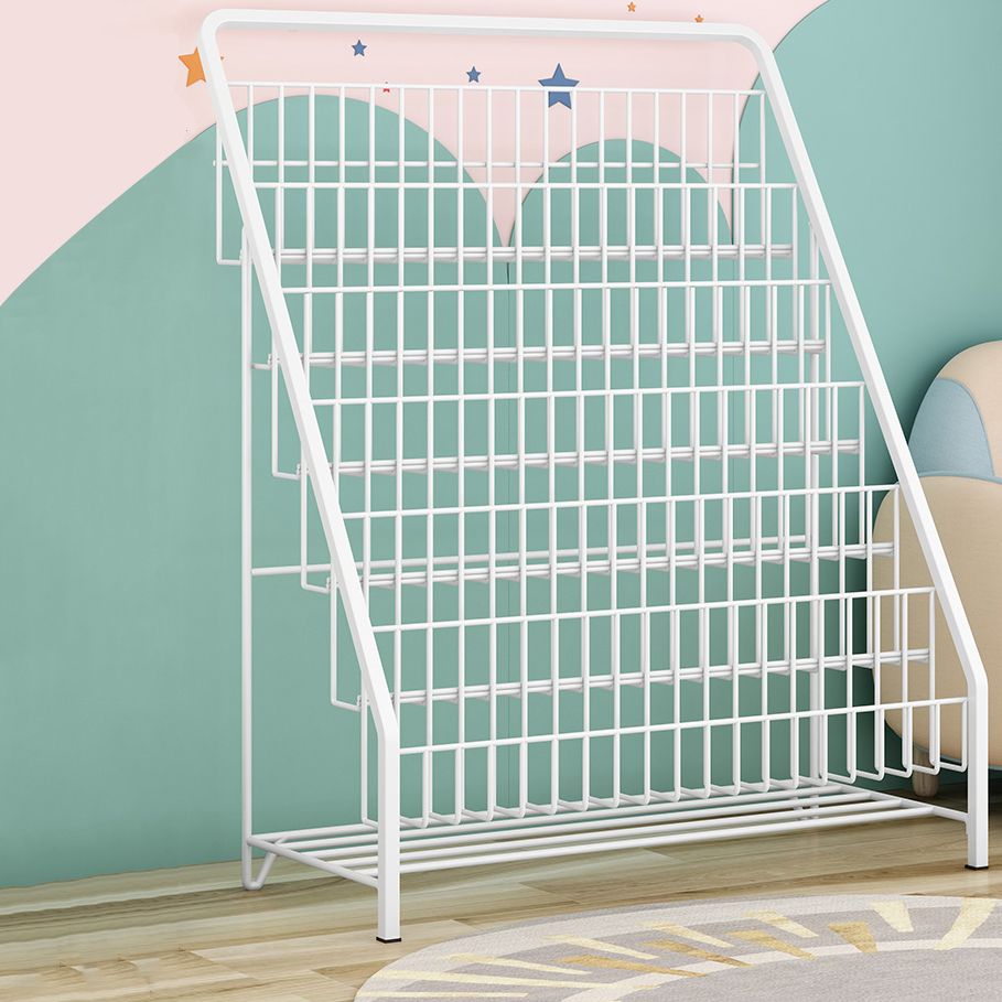 Modern Closed Back Ladder Bookshelf Metal Shelves Included Bookcase