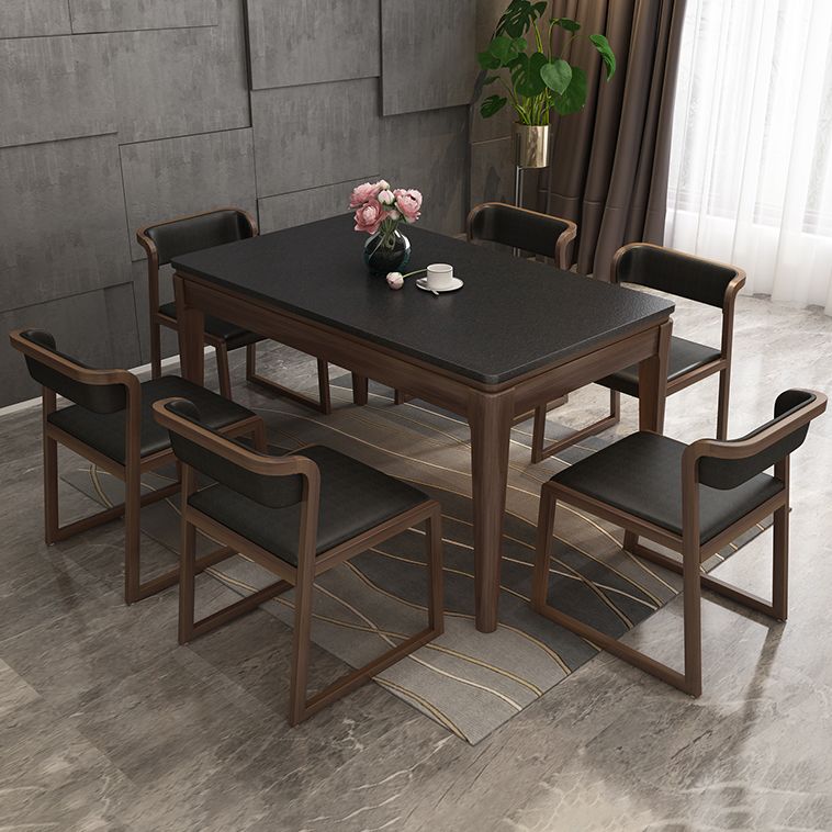 Sintered Stone Dining Table Mid-Century Modern Style 4 Legs Base Table for Dining Room