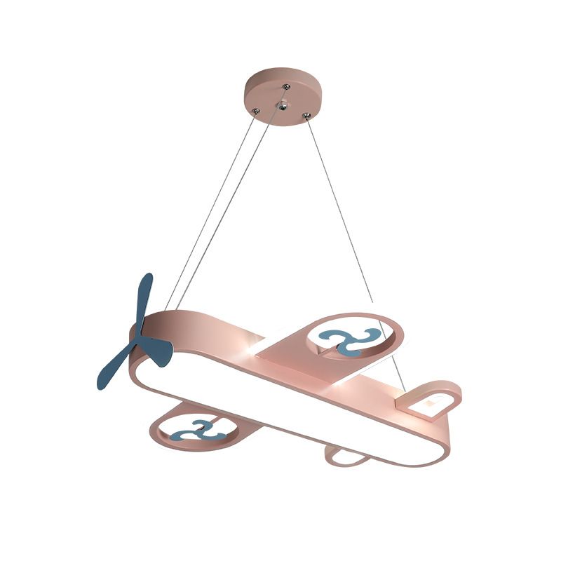 1 leichte Flugzeugform Anhänger Kinder Metallische Droplampe mit runden Baldachin für Schlafzimmer
