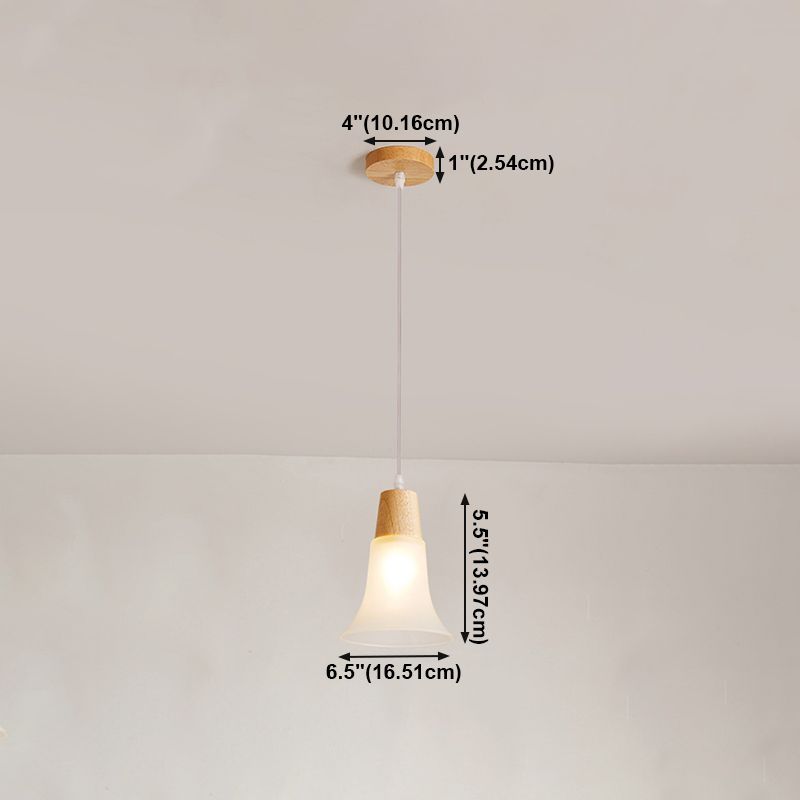 Moderne creatieve hangende lamp houten geometrische hanglamp met mat glazen schaduw