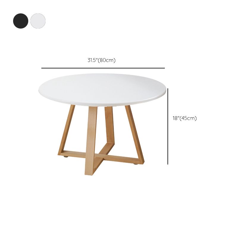 Modern Style Round Wood Coffee Table Cross Legs Cocktail Table